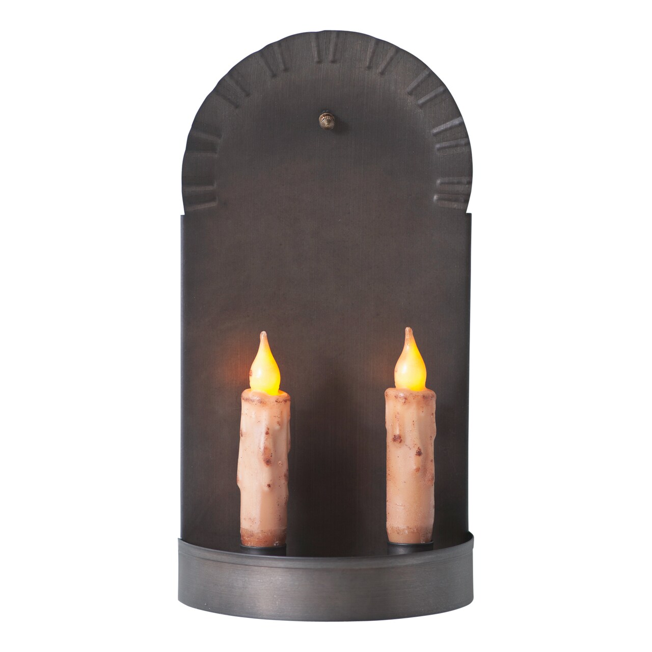 Colonial 2-Candle Metal Wall Sconce 11.5in Rustic Taper Candle Holder Indoor